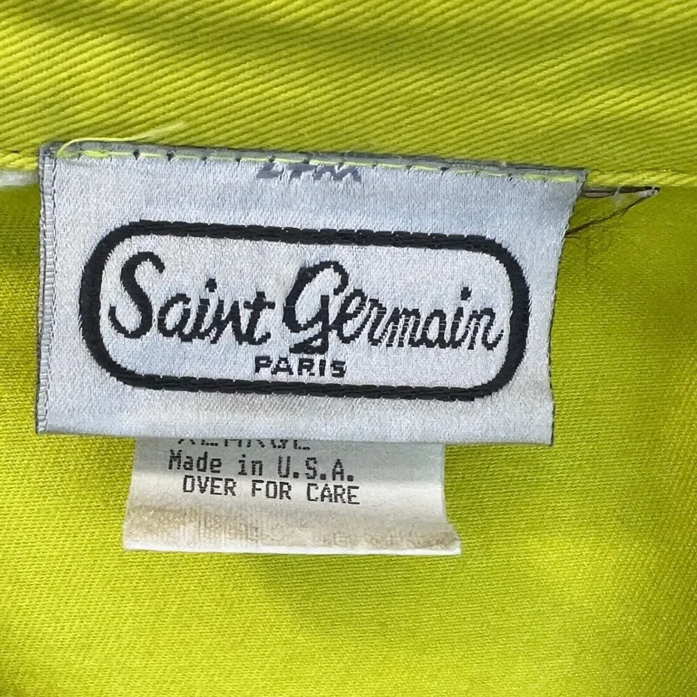 Vintage Saint Germain Paris XL Chartreuse Embellished Button Shirt Maximalist
